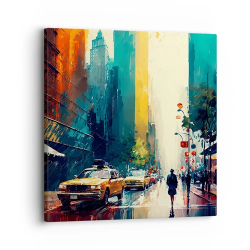 Tablou pe pânză - New York - aici și ploaia este colorată - 30x30 cm