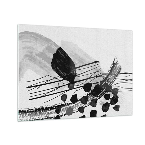 Tablou pe sticlă - Abstracție organică în negru și alb - 70x50 cm