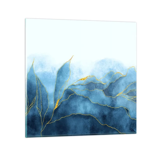 Tablou pe sticlă - Albastru în aur - 30x30 cm