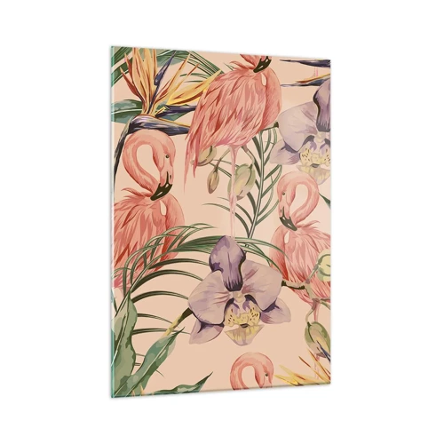 Tablou pe sticlă - Balet floral roz - 50x70 cm