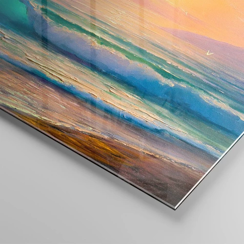 Tablou pe sticlă - Cântecul turcoaz al valurilor - 100x40 cm