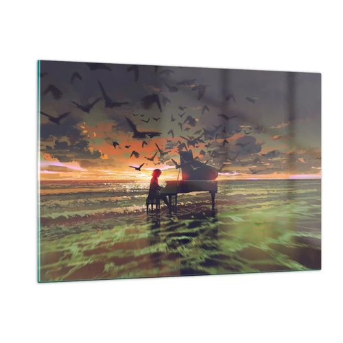 Tablou pe sticlă - Concert pentru pian și valuri - 120x80 cm