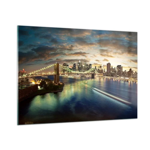 Tablou pe sticlă - O seară luminată deasupra Manhattan-ului - 100x70 cm