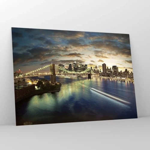 Tablou pe sticlă - O seară luminată deasupra Manhattan-ului - 100x70 cm