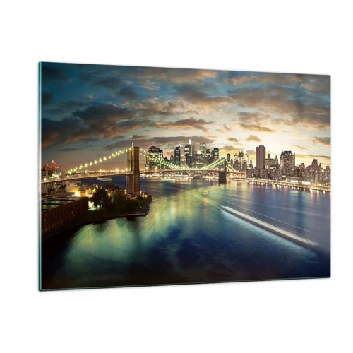 Tablou pe sticlă - O seară luminată deasupra Manhattan-ului - 120x80 cm