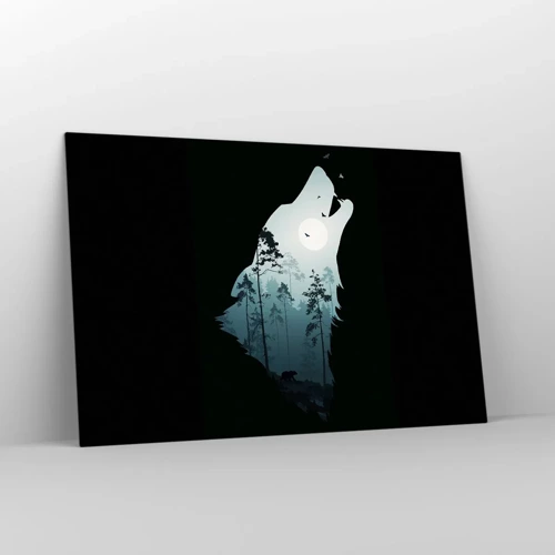 Tablou pe sticlă - O voce în pădure de noapte - 120x80 cm