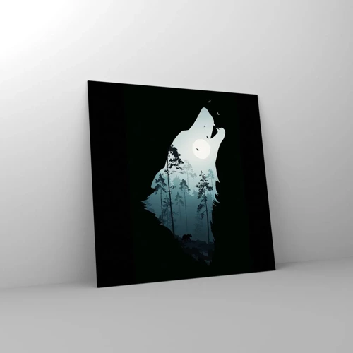 Tablou pe sticlă - O voce în pădure de noapte - 40x40 cm