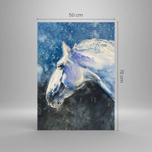 Tablou pe sticlă - Portret într-o strălucire albastră - 50x70 cm