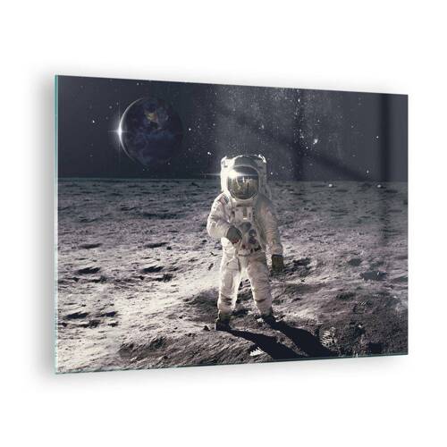 Tablou pe sticlă - Salutări de pe Lună - 70x50 cm
