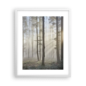 Poster în ramă albă - Ceața s-a trezit și ea - 40x50 cm