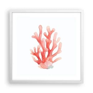 Poster în ramă albă - Culoare de coral - 50x50 cm