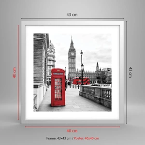 Poster în ramă albă - Fără îndoială, Londra - 40x40 cm