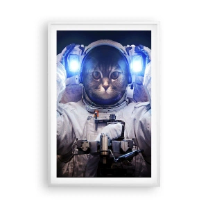 Poster în ramă albă - Houston, aveți o problemă - 61x91 cm