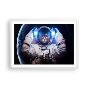 Poster în ramă albă - Houston, aveți o problemă - 70x50 cm