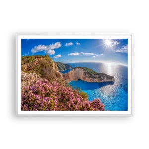 Poster în ramă albă - Marea mea vacanță grecească - 100x70 cm