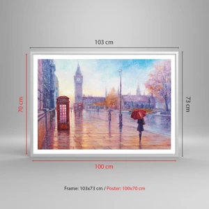 Poster în ramă albă - O zi de toamnă londoneză - 100x70 cm