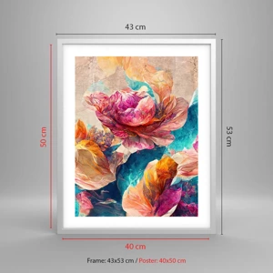 Poster în ramă albă - Splendoarea colorată a buchetului de flori - 40x50 cm