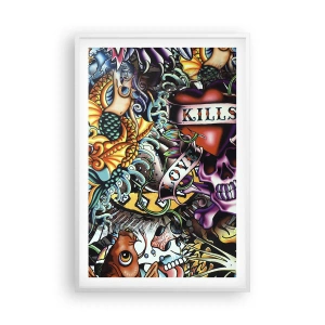 Poster în ramă albă - Visul unui artist tatuator - 61x91 cm