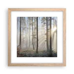 Poster în ramă de stejar deschis - Ceața s-a trezit și ea - 30x30 cm
