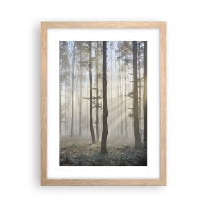 Poster în ramă de stejar deschis - Ceața s-a trezit și ea - 30x40 cm