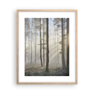 Poster în ramă de stejar deschis - Ceața s-a trezit și ea - 40x50 cm