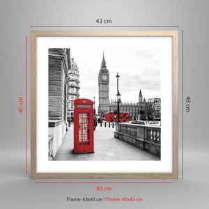 Poster în ramă de stejar deschis - Fără îndoială, Londra - 40x40 cm