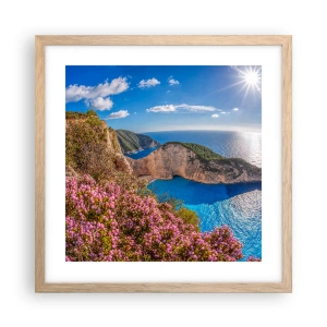 Poster în ramă de stejar deschis - Marea mea vacanță grecească - 40x40 cm