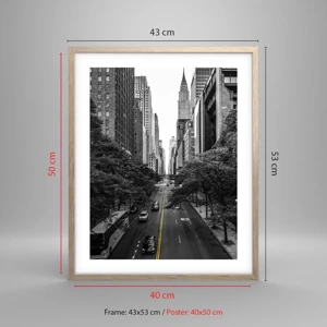 Poster în ramă de stejar deschis - New York dimineața - 40x50 cm