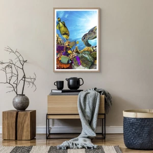 Poster în ramă de stejar deschis - Promenada de corali - 50x70 cm