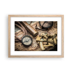 Poster în ramă de stejar deschis - Stabilește cursul - 40x30 cm