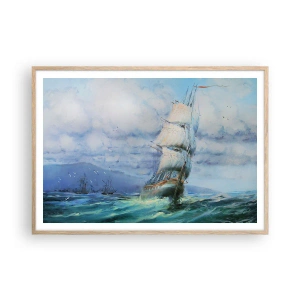 Poster în ramă de stejar deschis - Vânturi bune - 100x70 cm