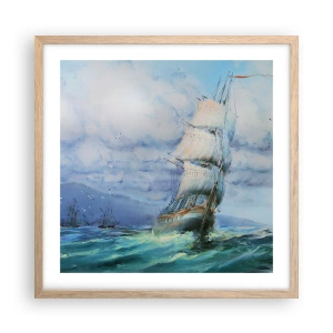 Poster în ramă de stejar deschis - Vânturi bune - 50x50 cm