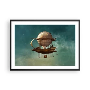 Poster în ramă neagră - Jules Verne vă transmite salutări - 70x50 cm