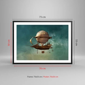 Poster în ramă neagră - Jules Verne vă transmite salutări - 70x50 cm