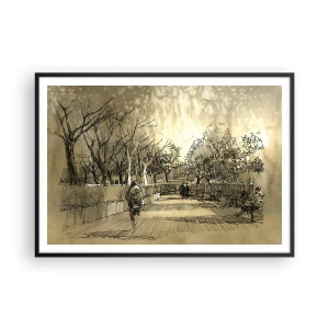 Poster în ramă neagră - Un moment reținut cu pene - 100x70 cm