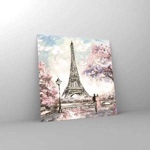 Tablou pe sticlă - Plimbare în aprilie la Paris - 60x60 cm