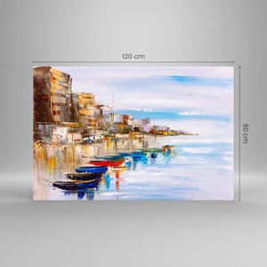 Tablou pe sticlă - Port urban multicolor - 120x80 cm