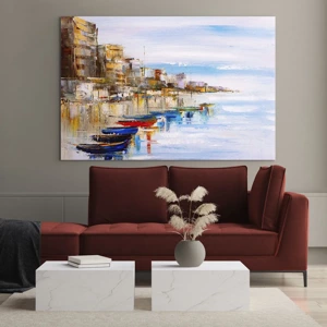 Tablou pe sticlă - Port urban multicolor - 120x80 cm