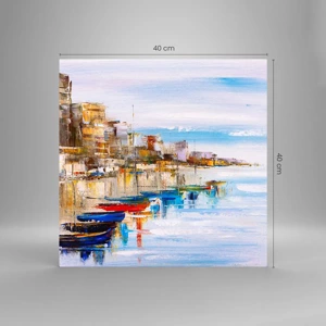 Tablou pe sticlă - Port urban multicolor - 40x40 cm