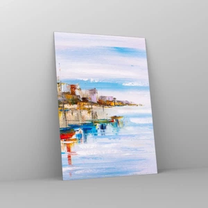 Tablou pe sticlă - Port urban multicolor - 50x70 cm