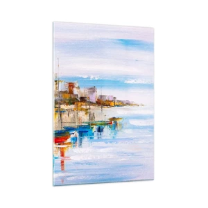 Tablou pe sticlă - Port urban multicolor - 70x100 cm