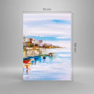 Tablou pe sticlă - Port urban multicolor - 70x100 cm