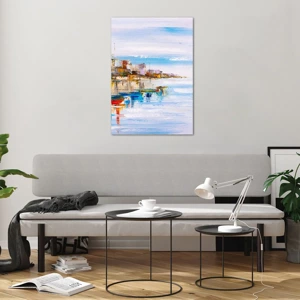 Tablou pe sticlă - Port urban multicolor - 70x100 cm