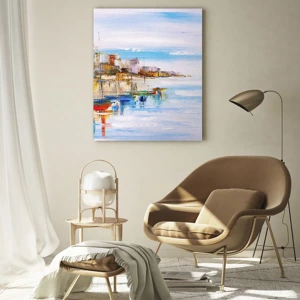 Tablou pe sticlă - Port urban multicolor - 70x100 cm