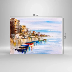 Tablou pe sticlă - Port urban multicolor - 70x50 cm